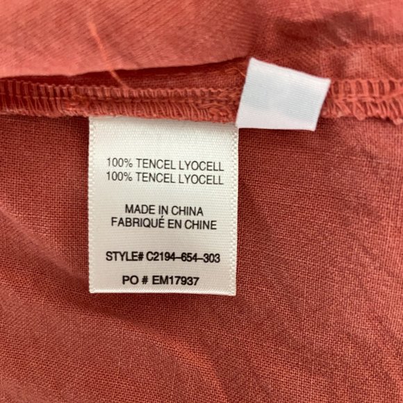 Cloth & Stone Anthropologie Orange Button Up Shirt with Fringe - Picture 5 of 6